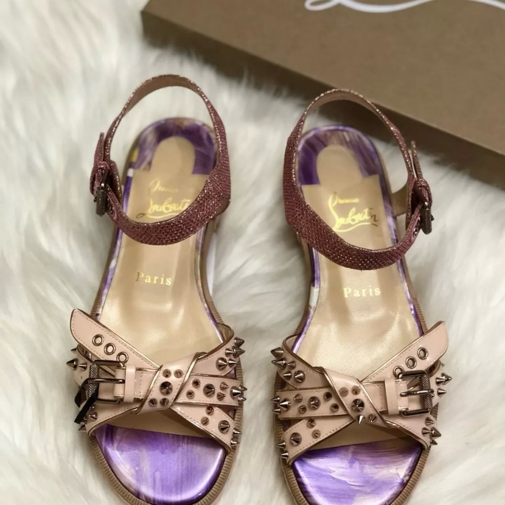 Christian Louboutin Pink Sandals with Intricate Straps - Picture 3 of 5
